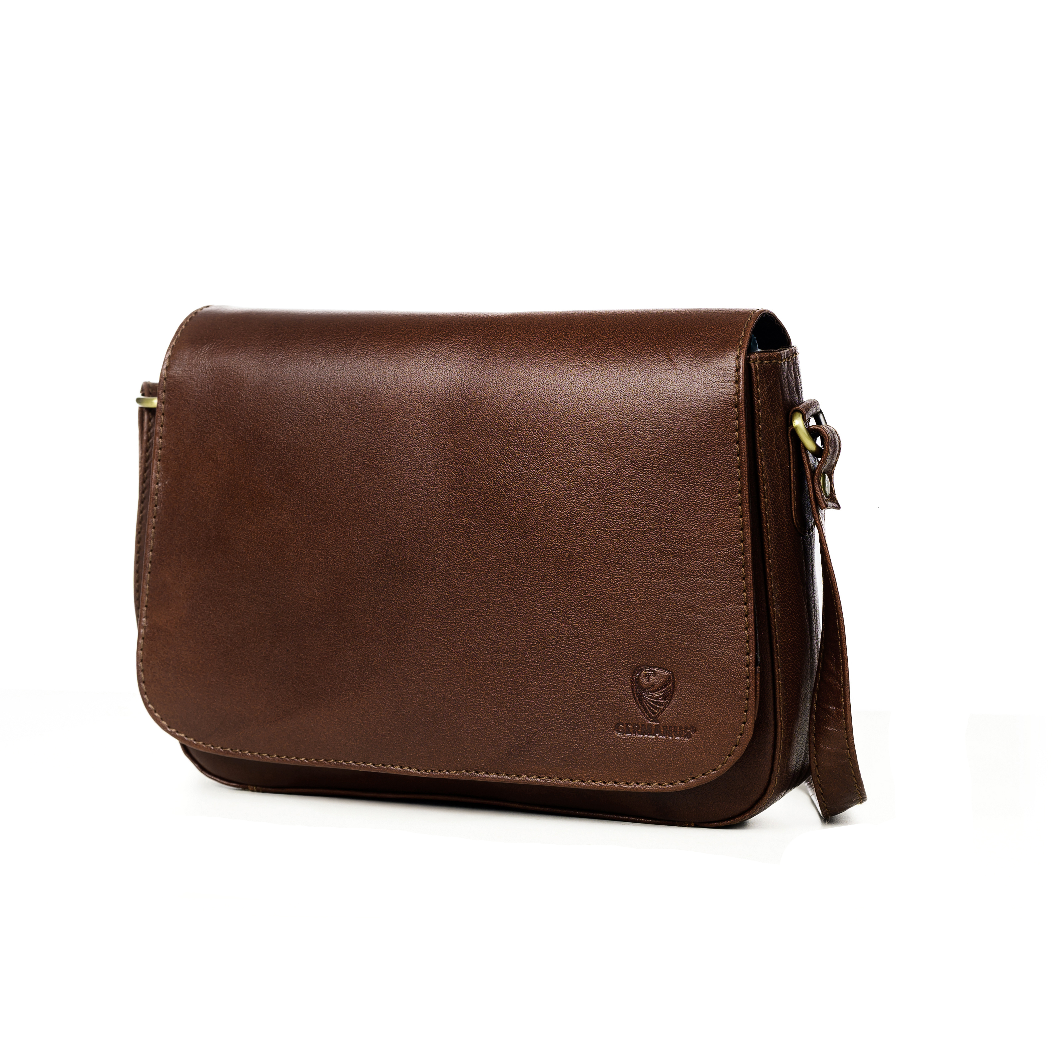 GERMANUS Damen Handtasche Umhängetasche Anna aus Echtleder, Dunkelbraun